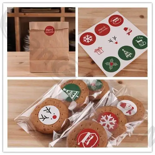 117 шт. наклейки на этикетки с печатью милый Санта-Клаус снеговик олень тег подарок