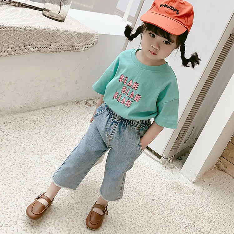 Children's clothing girl summer 2019 new casual Jeans Kids Korean version of the seven-point pants baby loose foreign gas | Детская