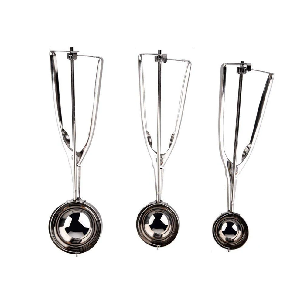 3Pcs/set Stainless Steel Ice Cream Muffin Scoop Mashed Potato Fruit Kitchen Tools Eating Accessories | Дом и сад