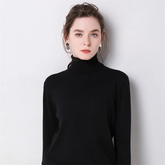 black Autumn Winter sweater women turtleneck cashmere sweater knitted pullover women sweter fashion sweaters new Plus Size tops - Цвет: black