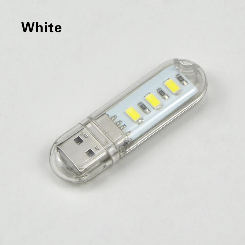 3 leds White Портативная настольная лампа USB, Светодиодный настольный светильник, Настольный светильник, регулируемый, гибкий, заряжаемый от ПК, внешний аккумулятор для ноутбука, для чтения, защита глаз - Цвет корпуса: 3 leds White