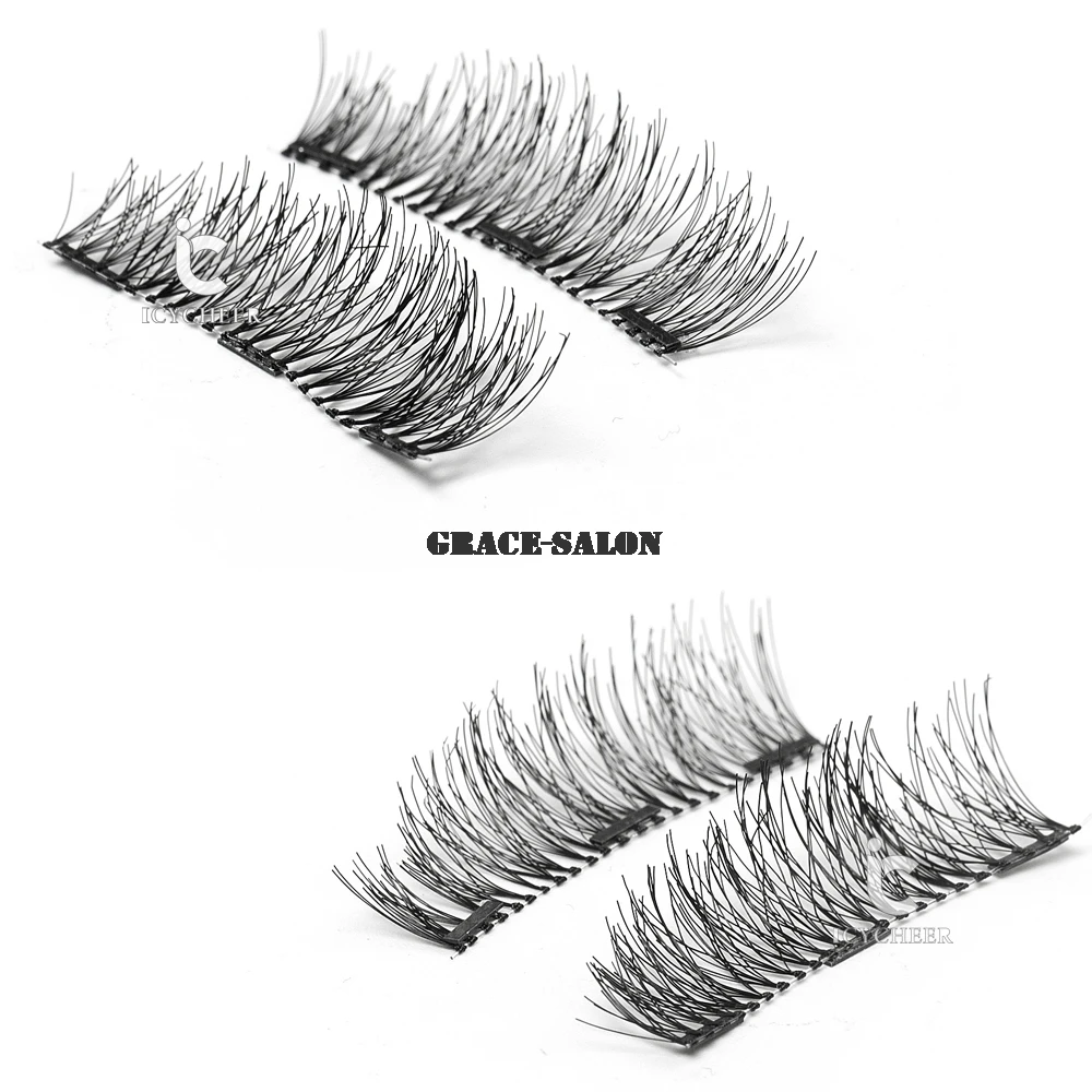 ICYCHEER 4pc/1set Triple Magnetic False Eyelashes 3D Reusable Natural Full Magnet Fake Eye Lash Long Thick Lashes Extension | Красота и