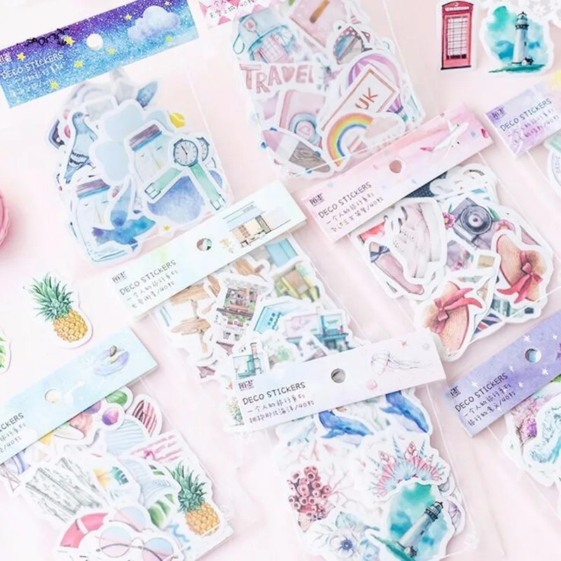 40 шт./лот путешествия DIY бумажные стикеры для дневника Kawaii украшения наклейки