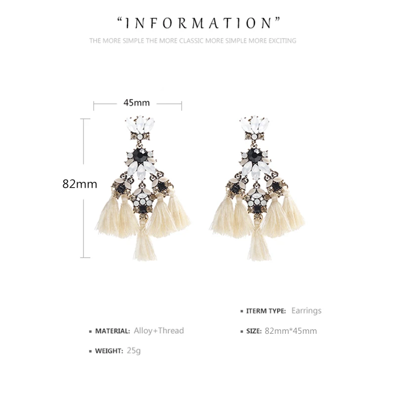 Женские серьги подвески с кисточками акриловые бусины винтажная нить 5 цветов