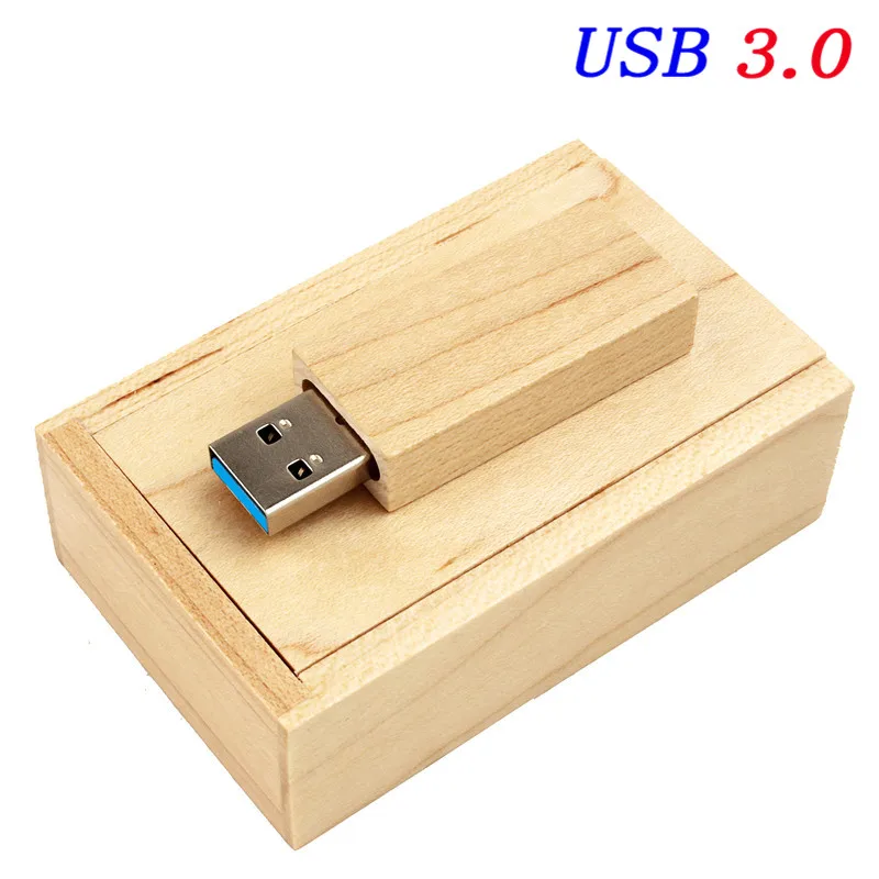 Maple With box JASTER USB3.0+ коробка(10 шт. бесплатный логотип) дерево клен usb флэш-накопитель Флешка 4 ГБ 8 ГБ 16 ГБ 32 ГБ 64 Гб карта памяти логотип клиента - Цвет: Maple With box