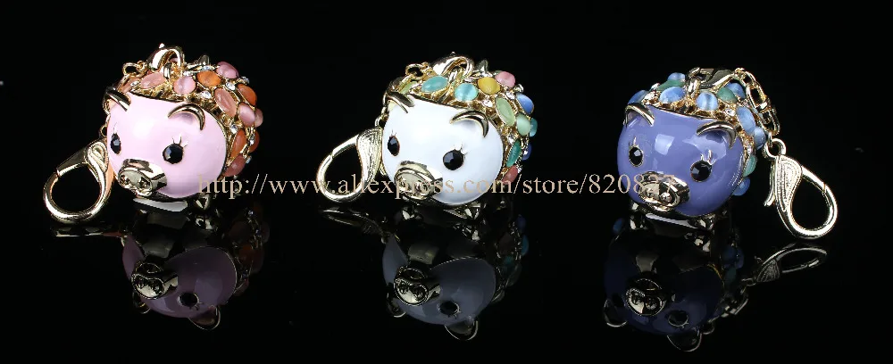 

Girls Dream Pig Piggy Key Chain Hanging Charm, Opal Stone Studded Pig Gifts