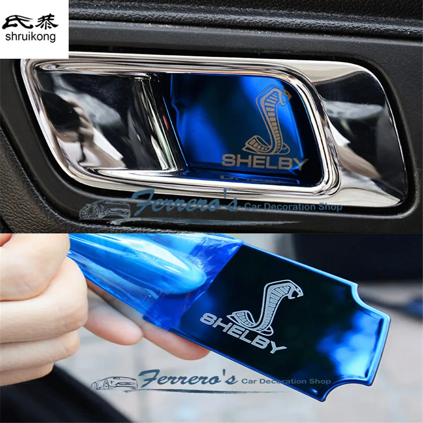 

2PCS/Lot Car Styling Sticker for 2015 2016 Ford Mustang Stainless Steel Interior Door Bowl Decorated Cover Sequins