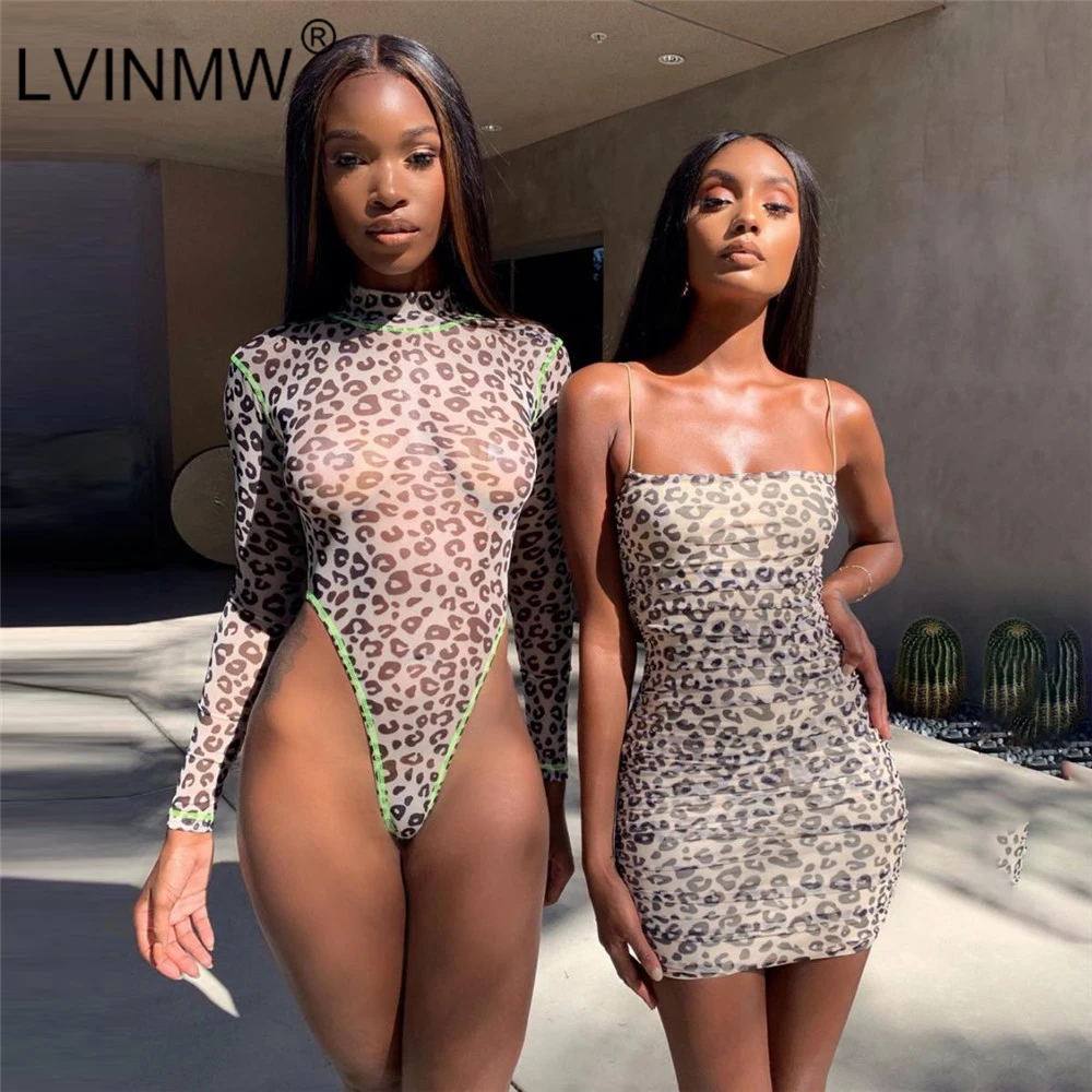 Женское прозрачное боди LVINMW облегающий сетчатый комбинезон с длинными рукавами