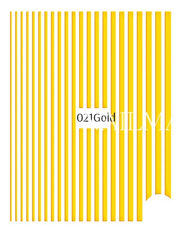 021Gold 1 лист, золотые кривые полосы, 3D наклейки для ногтей, клейкие ленты, наклейки, наклейки для маникюра, наклейки для ногтей - Цвет: 021Gold