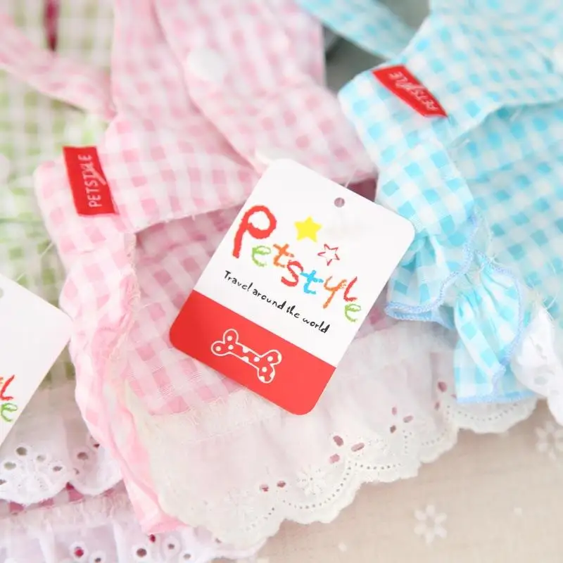 Яркие клетчатые хлопковые платья с бантиками одежда для собак кошек 2017 летняя