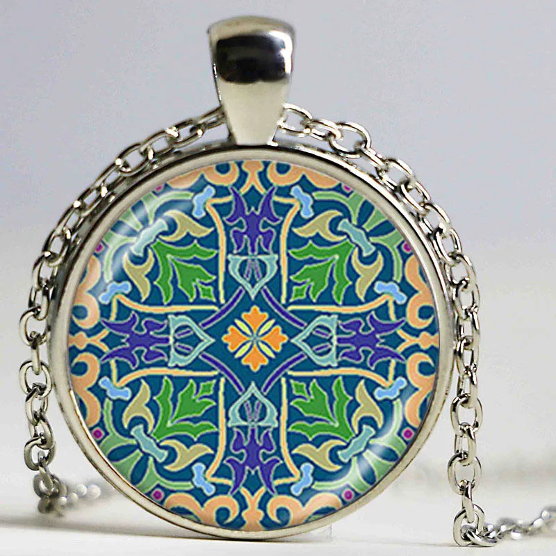 Ожерелье с подвеской в виде зеленого цветка ожерелья цветком жизни ожерелье