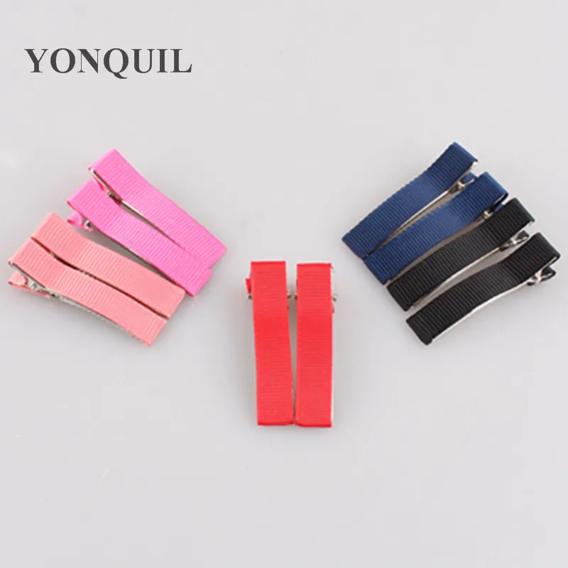 

Multicolors 100Pcs/Lot 5.0CM Girl Hairclip Ribbon Wrapped Zinc Alloy Double Prong Hair Clip Barrette Hairpin Accessories ON SALE