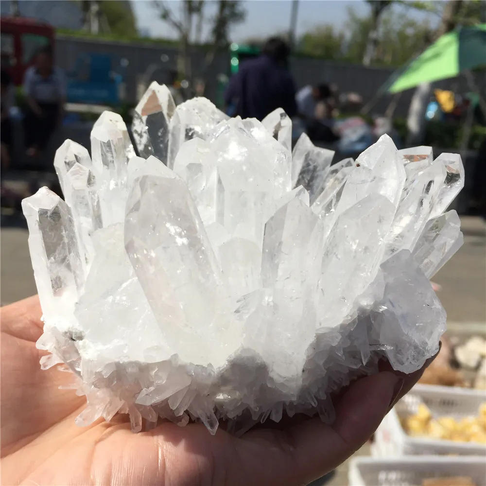600g Natural Clear White Crystal Cluster Quartz Point Crystal Druse Vug Specimen Minerals Reiki Healing