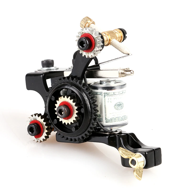 Мини-тату-машинка ручной работы с зубчатыми колесами 10 намоток принадлежности