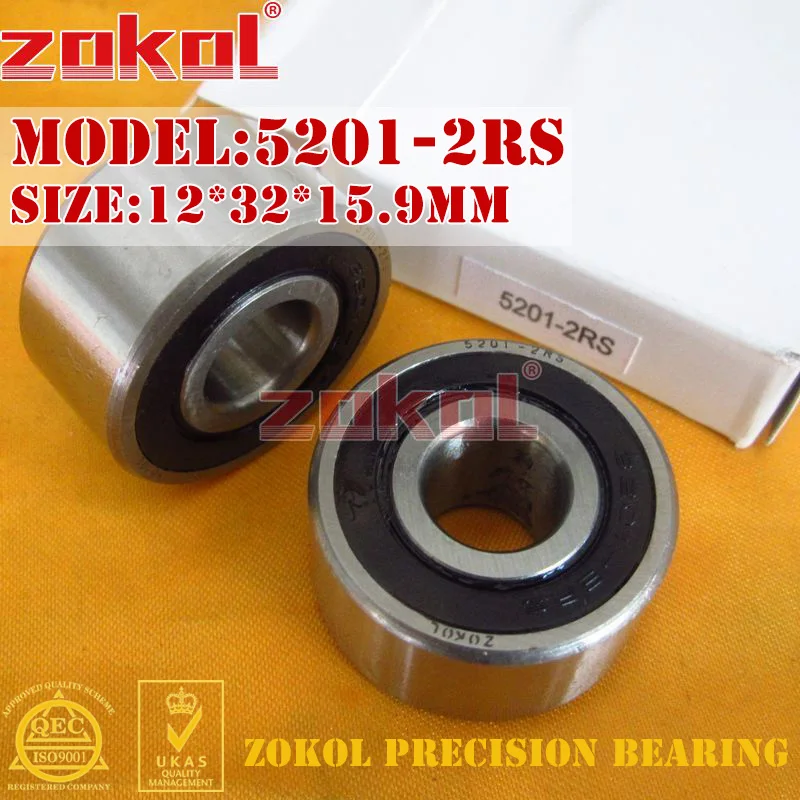 Подшипник ZOKOL 5201 2RS 3201 2RZ (3056201) осевой радиально упорный шарикоподшипник 12*32*15 9 мм| |