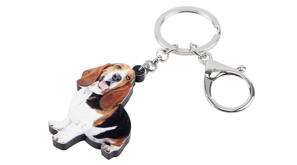 WEVENI Statement акриловый Basset гончая собака брелок для ключей кольцо животное ювелирные изделия для женщин девушка женская сумка автомобиля шармы для вечеринки подарок