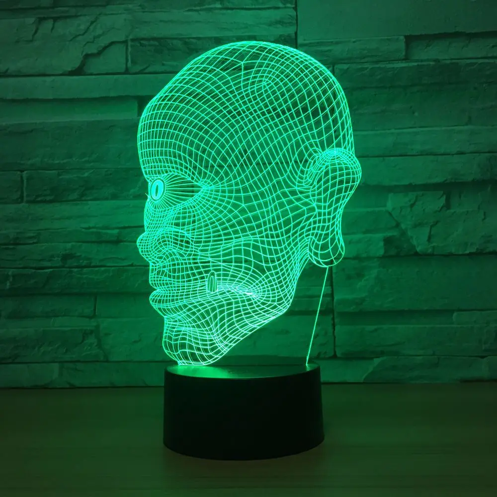 3d светодиодный ная лампа в виде черепа с питанием от USB 7 цветов удивительная