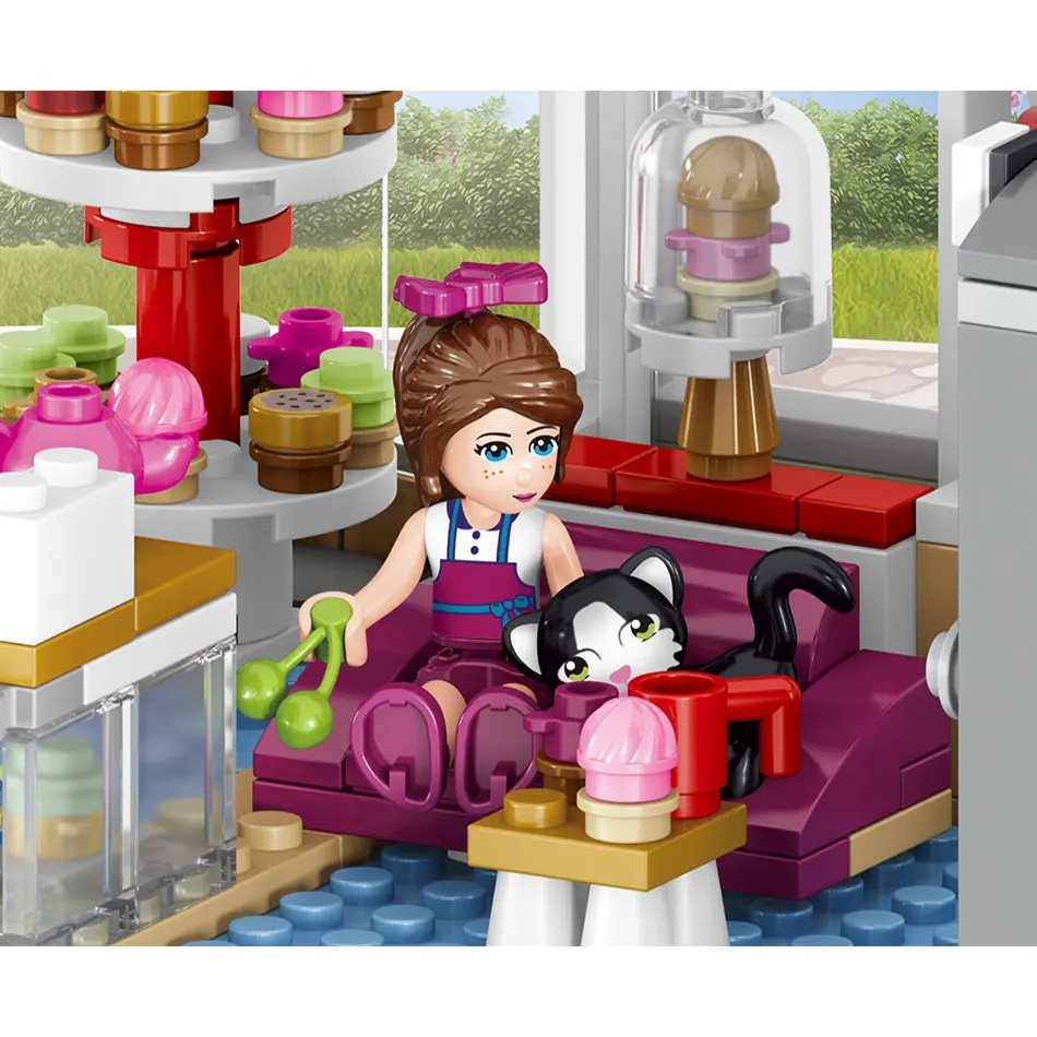 460 шт. небольшие строительные блоки совместимые с Lepinging друзьями Heartlake City Cupcake Cafe