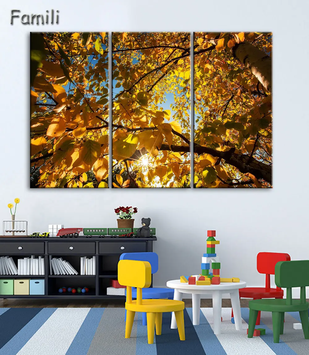 Набор картин без рамы Осенний пейзаж 3 шт. | Дом и сад
