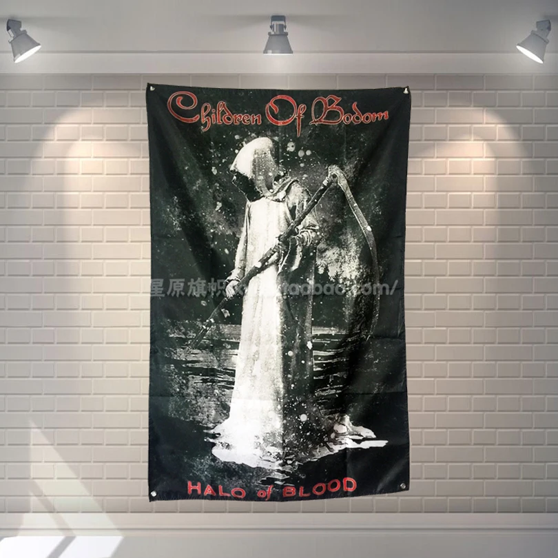 &quotДети Bodom&quot поп Группа Знак тканевый флаг с четырьмя отверстиями для