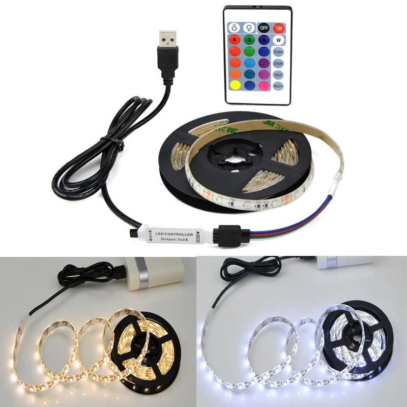 Светодиодная лента с питанием от USB DC 5V 2835 RGB/белый/теплый белый водонепроницаемая