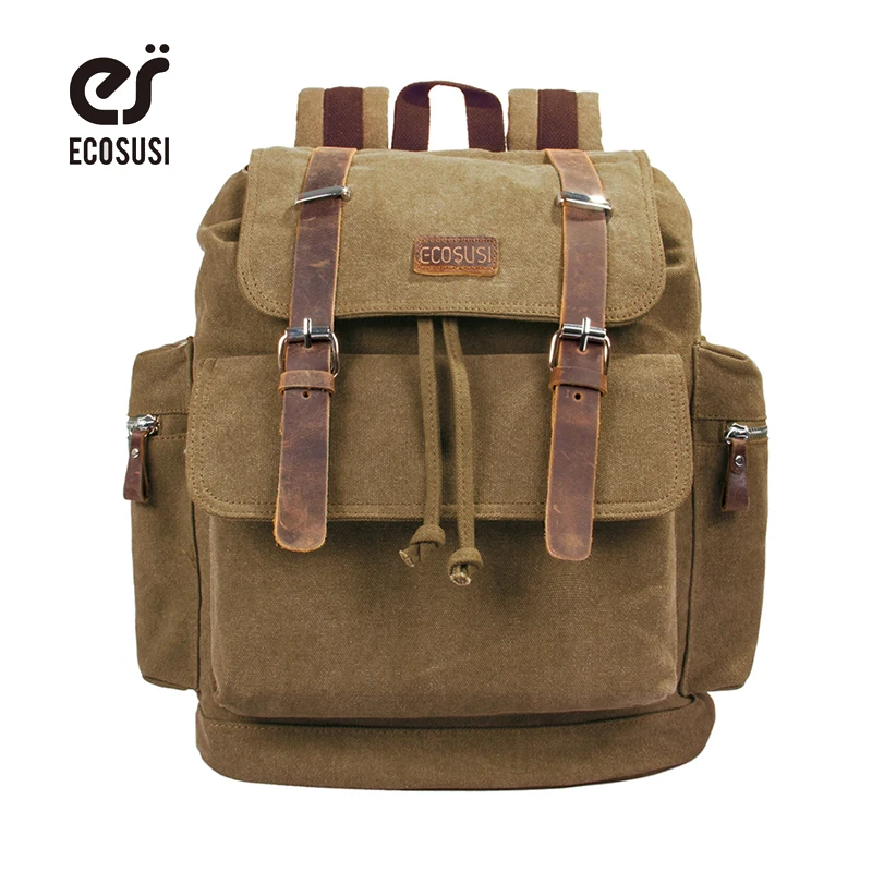 ECOSUSI холщовые Рюкзаки Сумка для ноутбука мужские дорожные сумки прочные большие