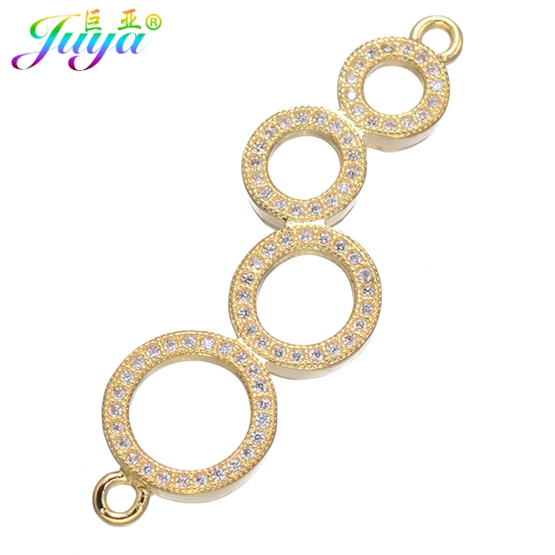 

Juya DIY Bracelets Earrings Making Findings Supplies Micro Pave Zircon 2 Loops Circles Flower Animal Charm Connectors Material