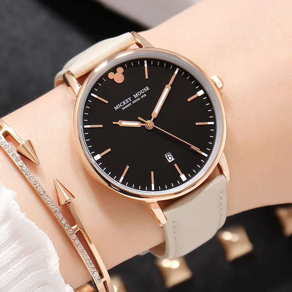 Часы женские кварцевые с кожаным ремешком и календарем|Женские наручные часы| |