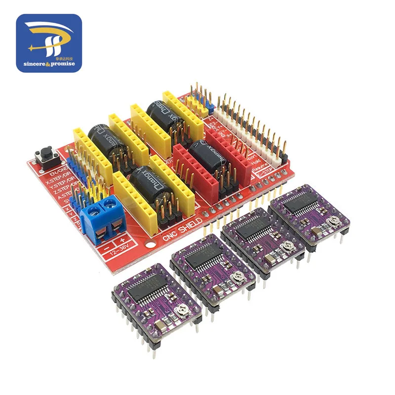 CNC щит V3 гравировальный станок 3D Printe+ 4 шт. A4988/DRV8825/AT2100 Плата расширения драйвера для Arduino UNO R3