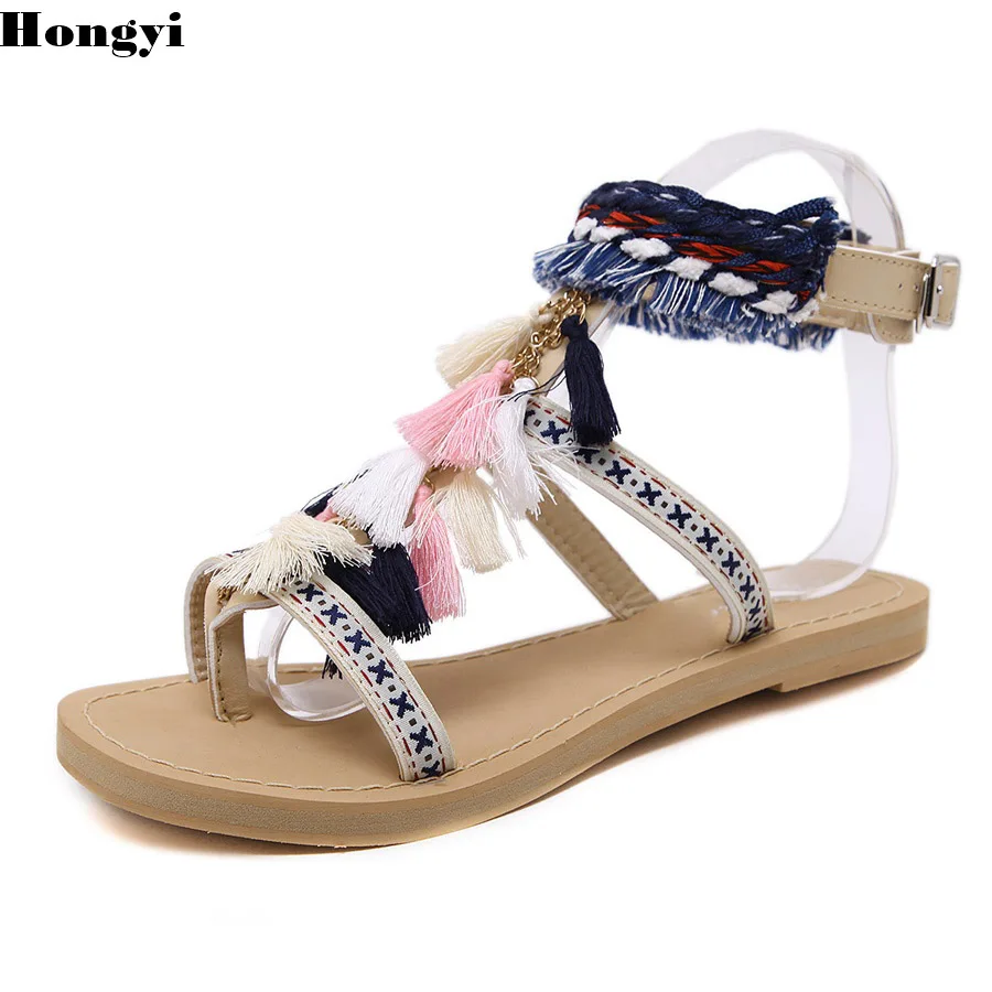 

Woman Shoes 2018 Summer Tassel Flock women sandals fringe sandal heels Thick platform sandals sandalias de salto alto