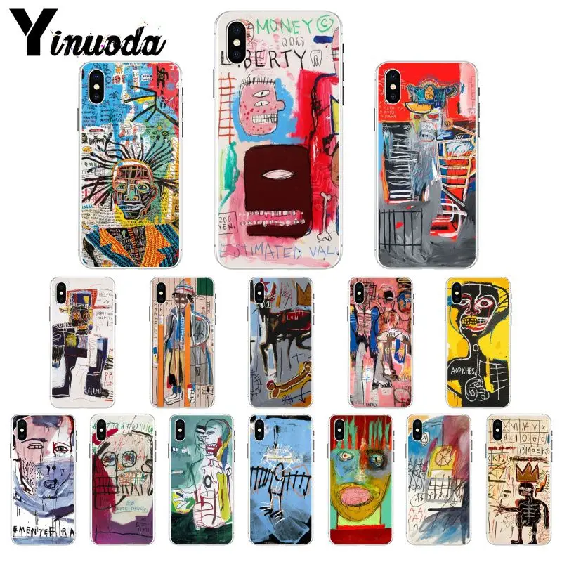 Yinuoda Jean Michel Basquiat Art Граффити Новое поступление Прозрачный чехол для мобильного