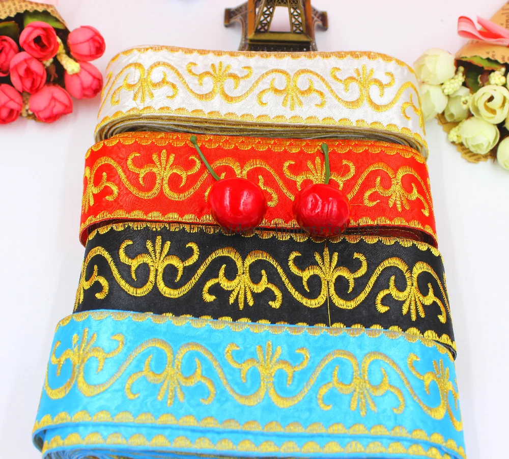 6 ярдов винтажные кружевные костюмы для косплея с золотистой вышивкой и