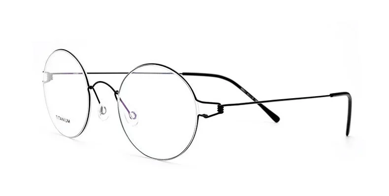 HDCRAFTER Ultralight Titanium Rim Round Glasses Frame Men Morten Korean Myopia Eyeglasses Optical Frames Women Screwless Eyewear - Цвет оправы: Black Frmae