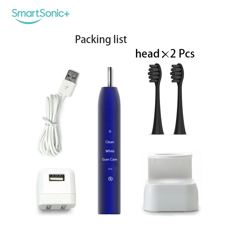 

Sonic Wave Electric Tooth Brush Ultrasonic Power Toothbrush USB Rechargeable IPX7 Waterproof Toothbrush With 2 Soft Dupont Heads