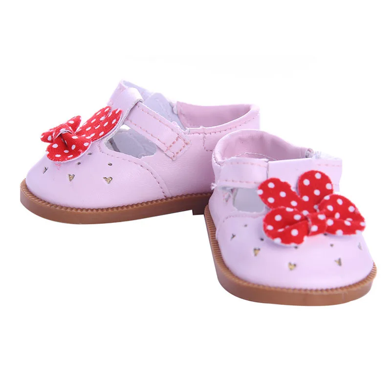 Мультфильм плоские кожаные туфли с бантом кукла шоссе для 18 дюймов American Girl Doll