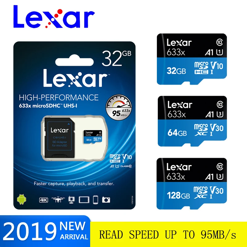 Карта памяти Lexar Micro SD 633X 512 ГБ 256 128 Гб 64 32 SDHC SDXC класс 10 C10 UHS-1 TF/sd карты Транс Flash 4K