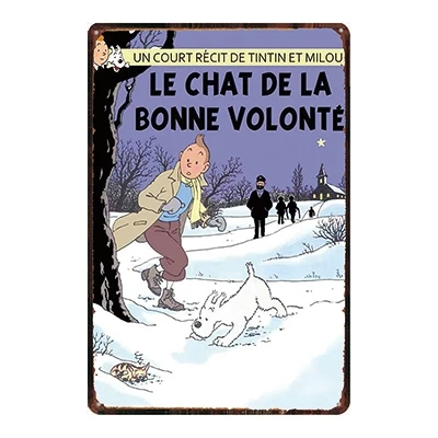 Tintin мультфильм жестяная вывеска металлическая пластина железная живопись детская комната настенный бар кофе Home Art Craft Decor 30X20 см DU-2193 - Цвет: DU2199