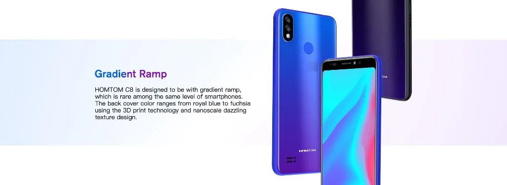 HOMTOM C8 Face ID 5,5 ''18:9 четырехъядерный смартфон Android 8,1 2 Гб ОЗУ 16 Гб ПЗУ 3000 мАч аккумулятор отпечаток пальца 4G LTE сотовый телефон