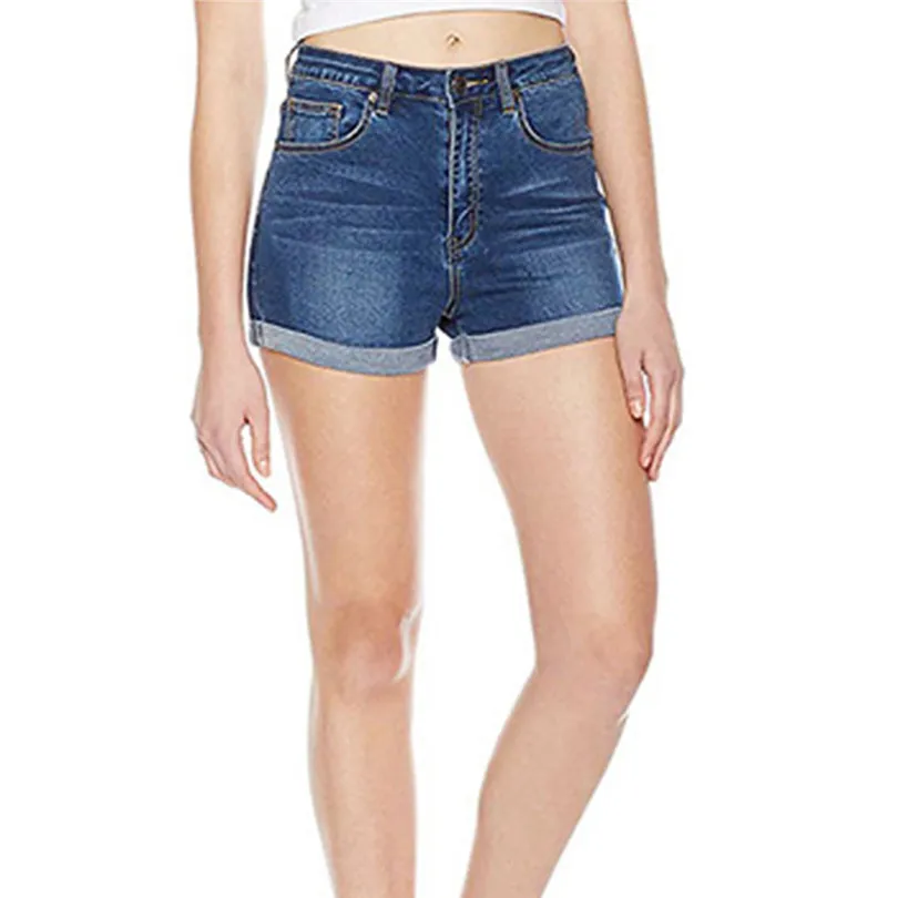 Джинсовые шорты со средней талией потертые Feminino летние мини-джинсы однотонные с