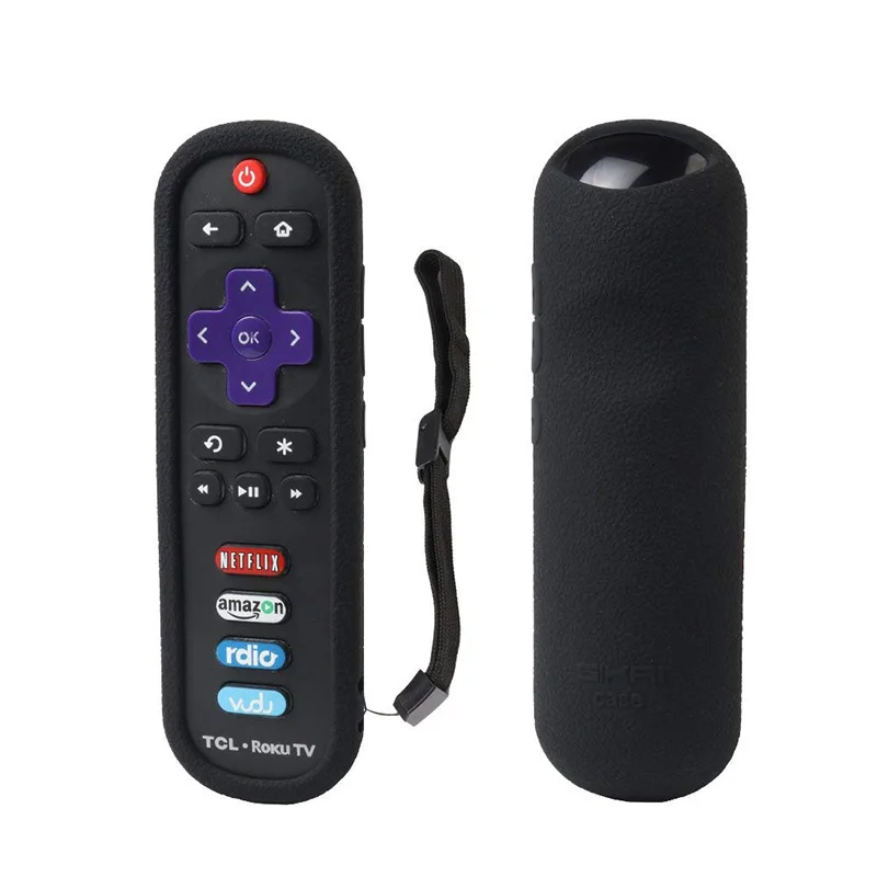 black only case TCL Roku RC280 3600R чехол с пультом дистанционного управления SIKAI силиконовый ударопрочный защитный чехол RoHS протестированный материал для кожи анти-потеря - Цвет: black only case