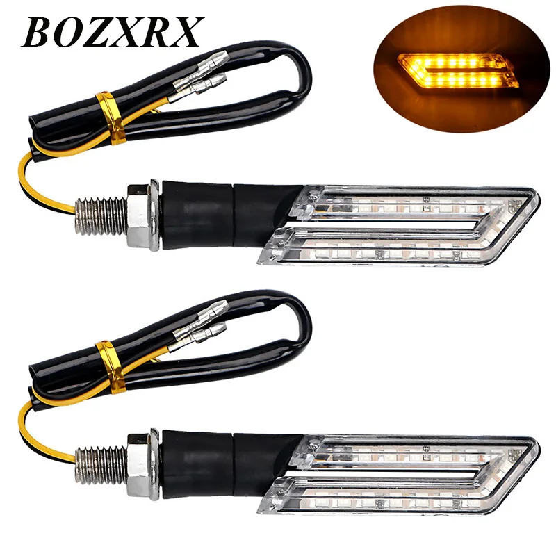 

BOZXRX 1 pair Universal LED Motorcycle Turn Signal Light Indicator Blinker Light yellow Blade Lamp For Kawasaki For Honda