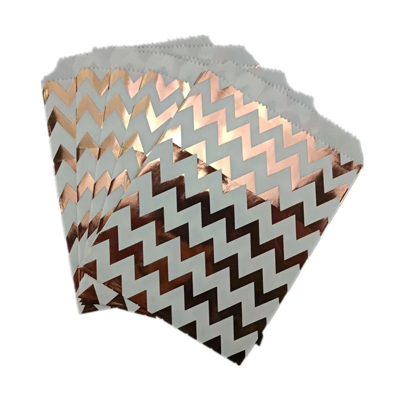 Daai09 Chevron 25 шт. металлические розовые золотые фольгированные бумажные подарочные сумки для конфет на день рождения, свадьбу, вечеринку, Настольные принадлежности - Цвет: Daai09 Chevron