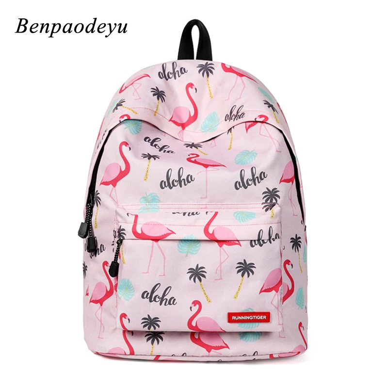 Рюкзак для девочек-подростков школьный водонепроницаемый с принтом фламинго -