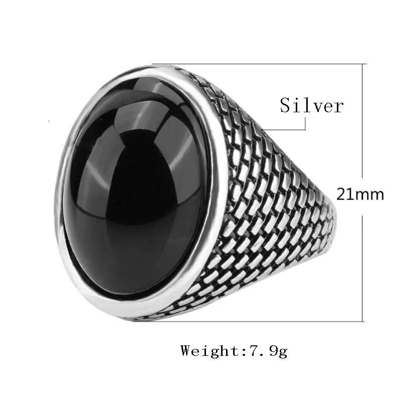 2018 Кольца для человека овальный черный камень кольца Для мужчин Прохладный Рок