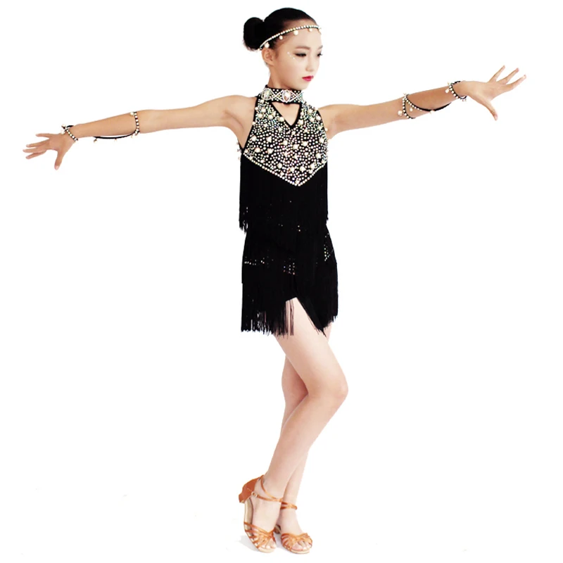 Латинская юбка для танцев с бахромой девочек хорошее качество на заказ детское