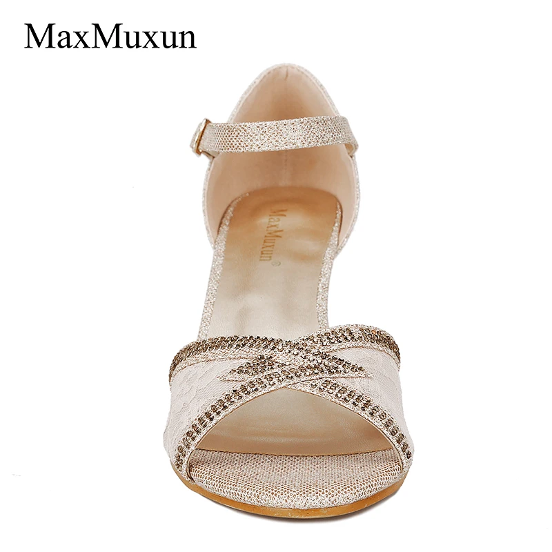 MaxMuxun/Модные женские босоножки на шнуровке туфли-лодочки со стразами среднем
