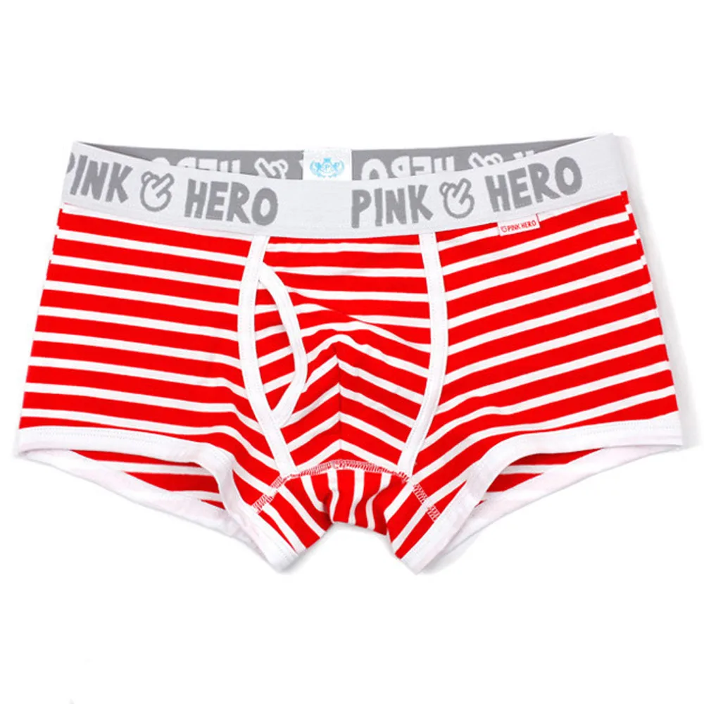Pink Heroes, 5 шт., удобные трусы для мужчин, сексуальное Полосатое хлопковое нижнее белье, боксеры с бахромой, трусы, Прямая поставка, act30