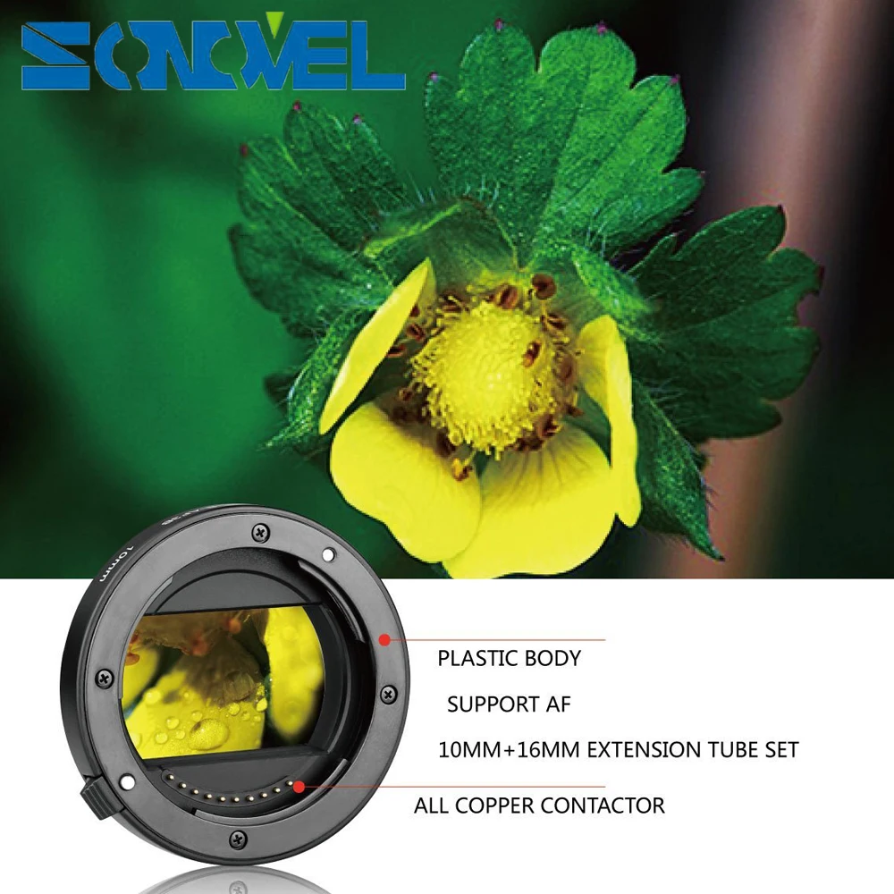 Макроудлинитель Meike с автофокусом 10 мм 16 мм для sony E-Mount FE-Mount беззеркальная камера A7 A7R A7M2 NEX-F3 A3500 A6300 A6500