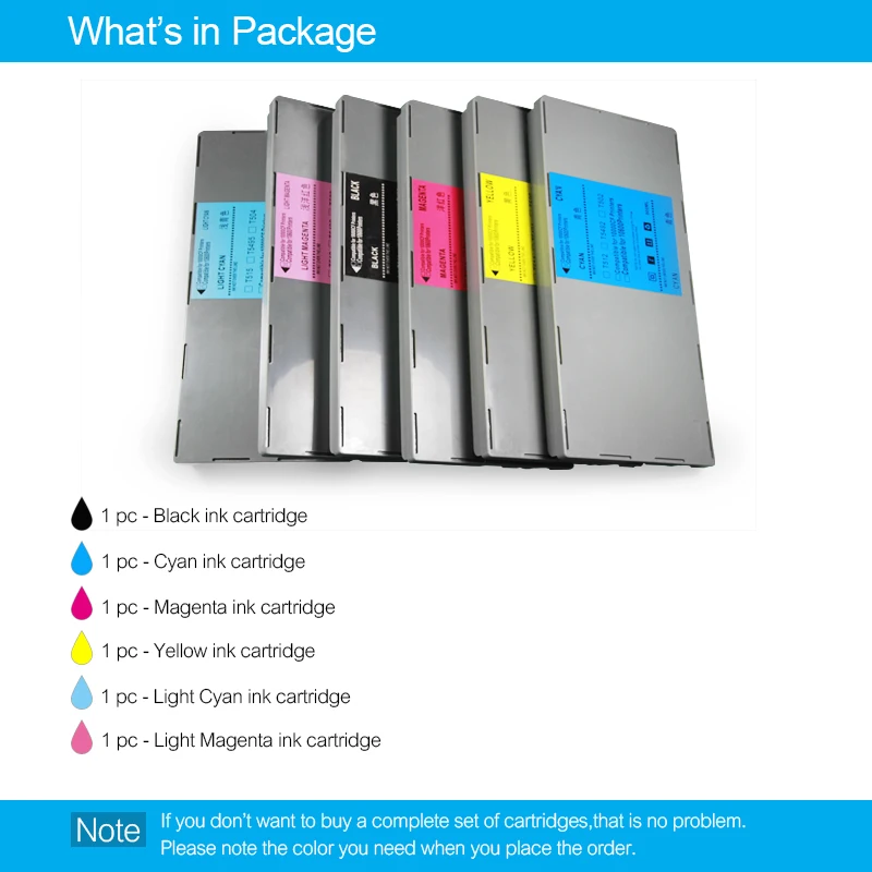 Картриджи с чернилами для Epson Stylus T499-T504 T511-T516 T5491-T5496 10000 10600 6 цветов/набор |
