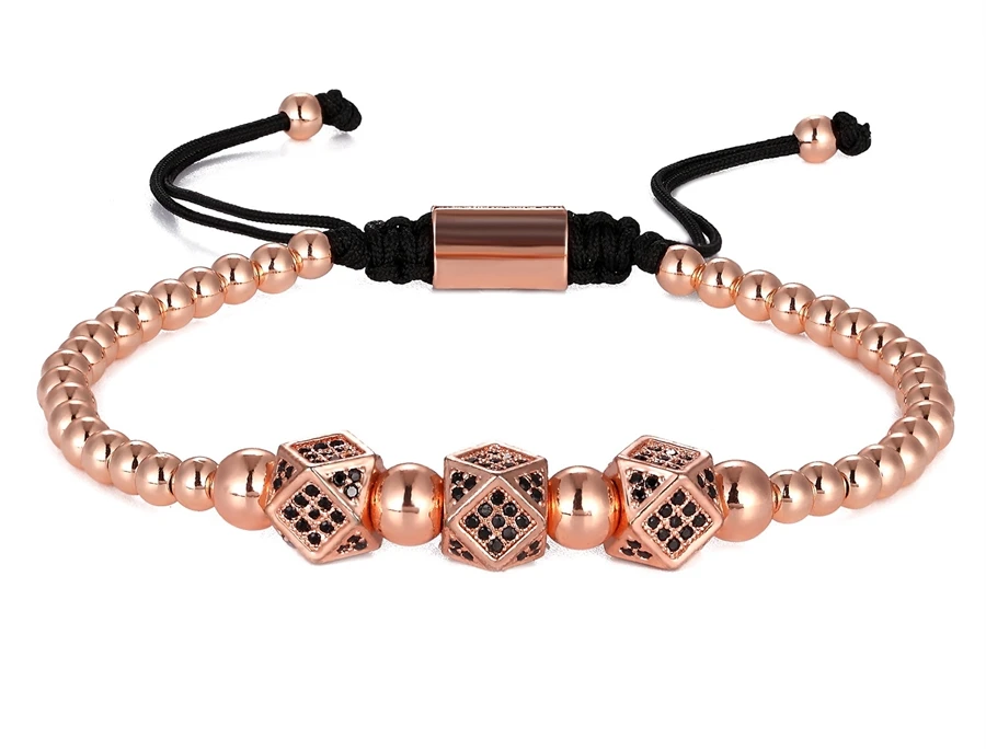 Top Quality Luxury Jewelry 3pcs/Set Bracelet Hip Hop Gold Jewelry Cubic Micro Pave CZ Crown Bead Bracelets For Men Women Gift